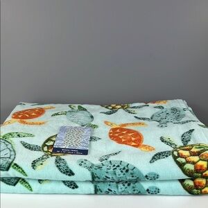 Tommy Bahama Kids Beach Towels Sea Turtles Multi Color 100% Cotton 2pc NEW